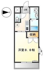 リバティーコートK・2 1Kの間取図画像