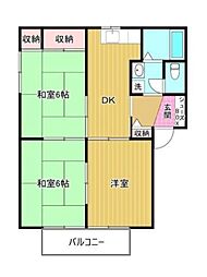 レーベン今井A 3DKの間取図画像