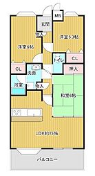グランドール西条 3LDKの間取図画像