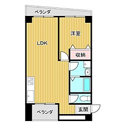 トライアングルビル 1LDKの間取図画像