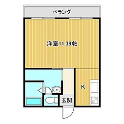 トライアングルビル 1Kの間取図画像