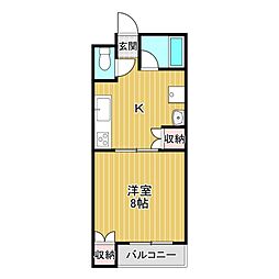 あさだA・B 2階1DKの間取り