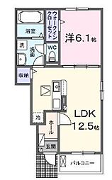 ヴィクトワール　B 1階1LDKの間取り