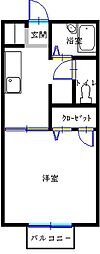レシェンテB 1Kの間取図画像