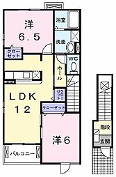 アルバ・田の上　Ａ 201 2階2LDKの間取り