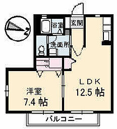 ツインパレス庄内.S 1LDKの間取図画像