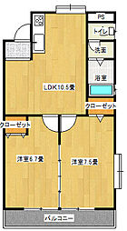 ソシアサニーヒル2 2LDKの間取図画像