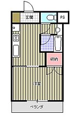 メイプルタウン 1Kの間取図画像