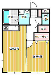アンフィニ中萩 1LDKの間取図画像