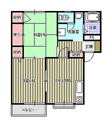 フレグランス土橋 1LDKの間取図画像