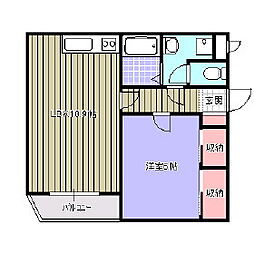 コーポラスカメリヤ 1LDKの間取図画像