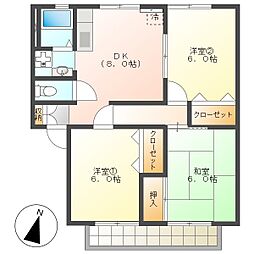 高知市一ツ橋町2　3DK　2F（最上階・P1台込・南向） 2階