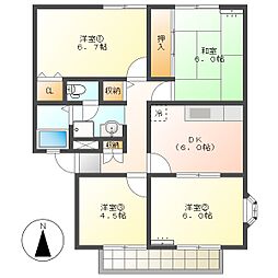 高知市一ツ橋町2　4DK　2F（最上階・P1台込・南向） 2階