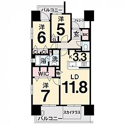ロイヤルガーデンはりまや町 3LDKの間取図画像