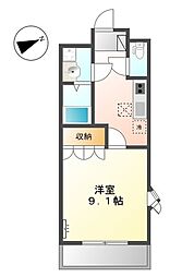 トランキーロ 2階1Kの間取り