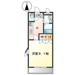クレディール豊田 1Kの間取図画像