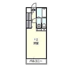 青柳町1Rマンション 2階ワンルームの間取り