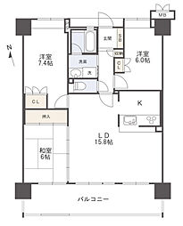 アルファステイツ知寄2 3LDKの間取図画像