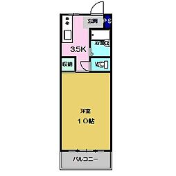 サンシティー2 1Kの間取図画像