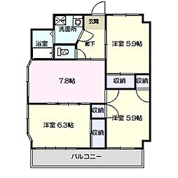 サンシティー2 3DKの間取図画像
