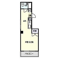ベルハウス九反田 1Kの間取図画像