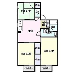 シティハイムナカムラ 3DKの間取図画像