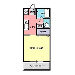 プレミール西野 1Kの間取図画像