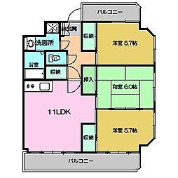 サンシティ2 5階3DKの間取り