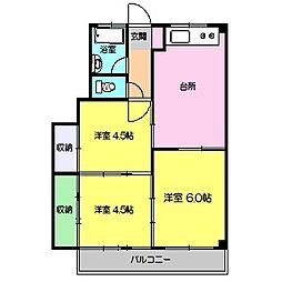 杉村マンション 3Kの間取図画像