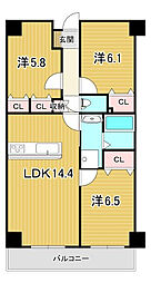 アプリア桟橋 3LDKの間取図画像