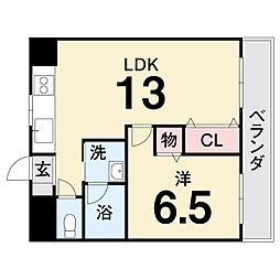 コーポ舟入川 1LDKの間取図画像