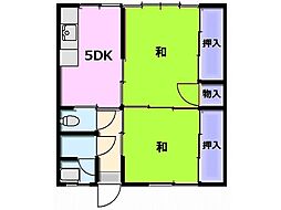 弘田アパート 2DKの間取図画像