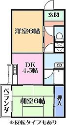 ハイツ未来 2DKの間取図画像