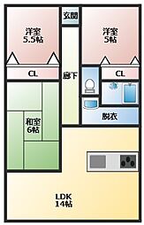 アルファステイツ桟橋通り2 3LDKの間取図画像
