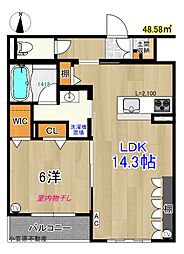 「べレオ高そね」 1階1LDKの間取り
