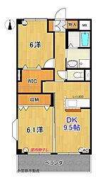 ロイヤル西御座 2DKの間取図画像
