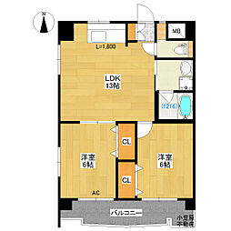 うめビル 2LDKの間取図画像