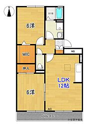 ヴィレッジ札場A 2LDKの間取図画像