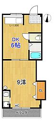 中比島ハイツ 1DKの間取図画像