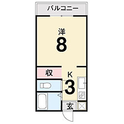 エトワール弥生町 1Kの間取図画像