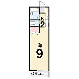 アサヒハイツ 1Kの間取図画像