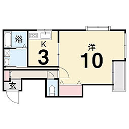 グランシャリオ土佐 1Kの間取図画像