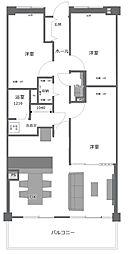 サーパス空港通 3LDKの間取図画像