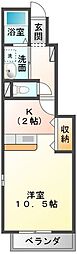 中村ハイツMIRE 1Kの間取図画像