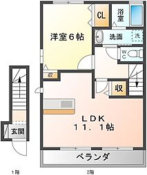 リヴェール5 1LDKの間取図画像