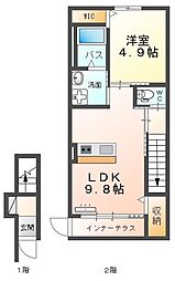 グランドコートN 1LDKの間取図画像