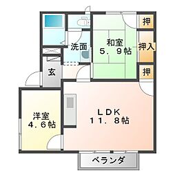 フレグランスいしや 2LDKの間取図画像