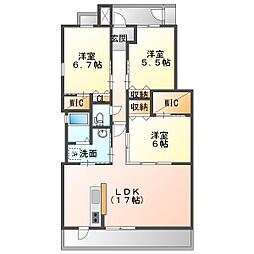 田所ヒルズ 3LDKの間取図画像