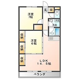 アーバンコート北新町 2LDKの間取図画像