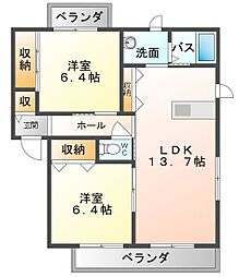 グランマスト滝の宮公園A 2LDKの間取図画像
